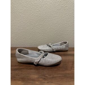 NWOT Dream Pairs Silver Mary Jane Dress Ballerina Flats with Pearl Strap Size 10